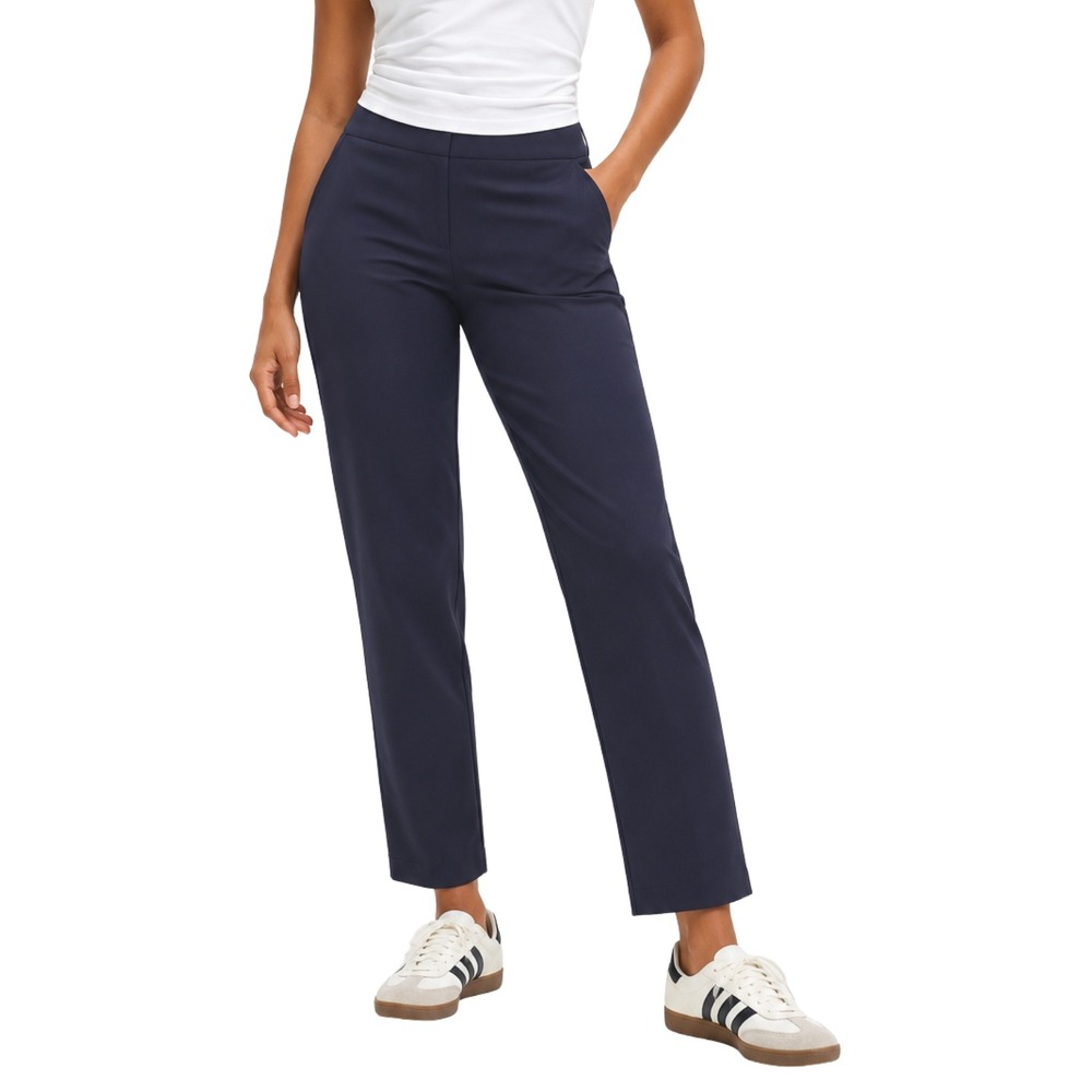 Athleta Pants Womens 20 Navy Blue Endless Pull On Tapered Leg Travel Athletic
